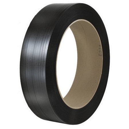 Bsc Preferred 5/8'' x 2850' - 16 x 3'' Core Polyester Strapping, Black - Smooth - 5700' BUY00013102